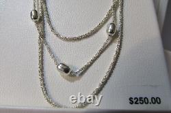 Sterling Silver 17.5 3 Strand Necklace Made in Italy Fast Ship