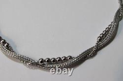 Sterling Silver 17 Mesh Twist Bead Necklace Made in Italy Fast Ship