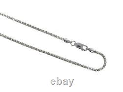 Sterling Silver, 3mm Round Box Chain, Made in Italy. 925 16 18 20 22 24 30