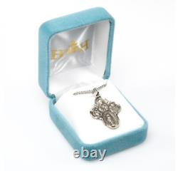Sterling Silver 4-Way 1.1 Cross, 24 Chain, Gift Box, US Made
