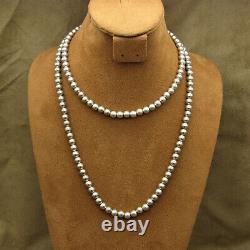 Sterling Silver 40.5 Bead Necklace Made of 7mm Round Beads