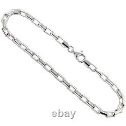 Sterling Silver 4mm Rounded LONG BOX Chain Necklace or Bracelet, Made in Italy