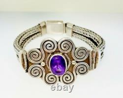 Sterling Silver 67.0 Gram 4.00 carats Amethyst Quartz Bracelet 8 Hand Made