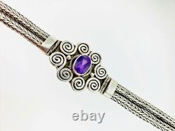 Sterling Silver 67.0 Gram 4.00 carats Amethyst Quartz Bracelet 8 Hand Made