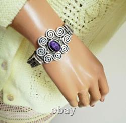 Sterling Silver 67.0 Gram 4.00 carats Amethyst Quartz Bracelet 8 Hand Made