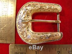 Sterling Silver (. 925) 4pc Fully Engraved Texas Ranger Buckle Set Made in Mexico