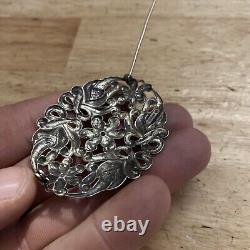 Sterling Silver. 925 Broach Pin American USA Made Vintage Women Ornate Lady GIFT