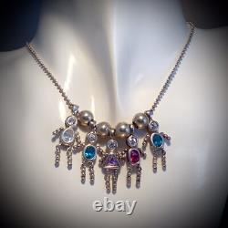 Sterling Silver 925 Charm Necklace Birthstone Made In Italy Approx 22