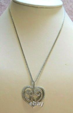 Sterling Silver. 925 Cubic Zirconia Heart Shaped Necklace Made in Italy