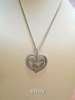 Sterling Silver. 925 Cubic Zirconia Heart Shaped Necklace Made in Italy