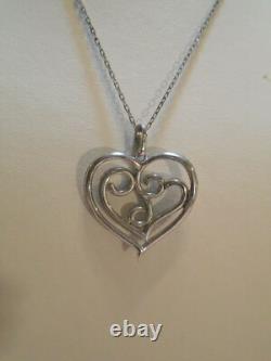 Sterling Silver. 925 Cubic Zirconia Heart Shaped Necklace Made in Italy