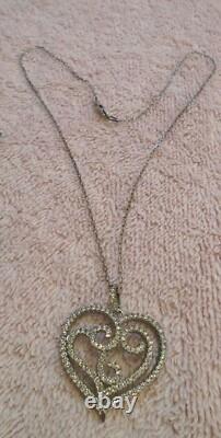 Sterling Silver. 925 Cubic Zirconia Heart Shaped Necklace Made in Italy