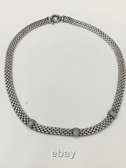 Sterling Silver 925 Cz Necklace 17.5 Choker And Bracelet 7.5 Made In Italy