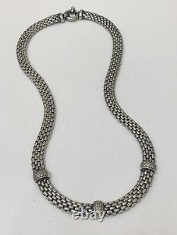 Sterling Silver 925 Cz Necklace 17.5 Choker And Bracelet 7.5 Made In Italy