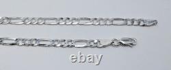 Sterling Silver 925 Fígaro Chain Necklace Made In Italy 4.6mm 20 Inches, 10.34g