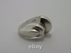 Sterling Silver 925 Half Round Top Solid Made Design Ring