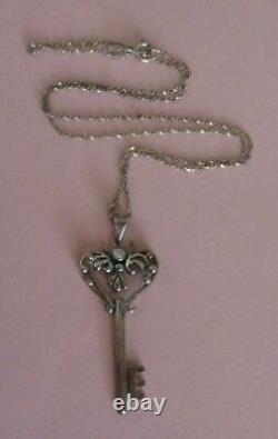 Sterling Silver 925 Heart Key Pendant Necklace 18 IBB Made in Italy (X)