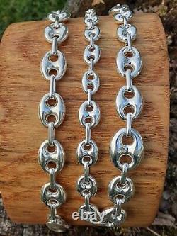 Sterling Silver 925 Mariner Link Necklace And Bracelet Set Made in Italy 47g