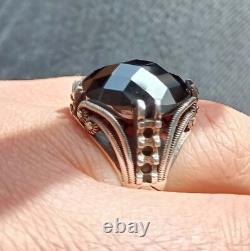 Sterling Silver 925 Men ring with Black Zircon Stone made in TURKEY FREEShipping