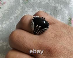 Sterling Silver 925 Men ring with Black Zircon Stone made in TURKEY FREEShipping
