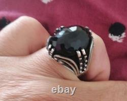 Sterling Silver 925 Men ring with Black Zircon Stone made in TURKEY FREEShipping