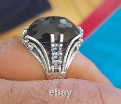 Sterling Silver 925 Men ring with Black Zircon Stone made in TURKEY FREEShipping