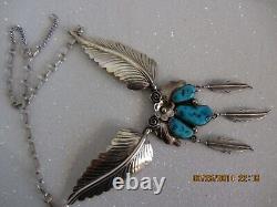 Sterling Silver. 925 Necklance With Leaves And Stones Turquoise. Made In Usa. H