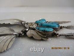 Sterling Silver. 925 Necklance With Leaves And Stones Turquoise. Made In Usa. H