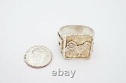 Sterling Silver 925 Rooster Initial R Mens Signet Ring Size 12.5 Custom Made