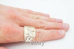 Sterling Silver 925 Rooster Initial R Mens Signet Ring Size 12.5 Custom Made