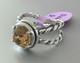 Sterling Silver 925 Twisted Ring W Round Cut Citrine Made in Israel Size 9