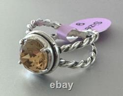 Sterling Silver 925 Twisted Ring W Round Cut Citrine Made in Israel Size 9
