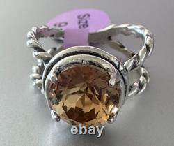 Sterling Silver 925 Twisted Ring W Round Cut Citrine Made in Israel Size 9