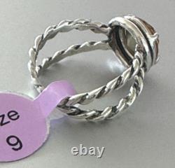 Sterling Silver 925 Twisted Ring W Round Cut Citrine Made in Israel Size 9