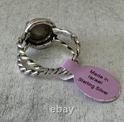 Sterling Silver 925 Twisted Ring W Round Cut Citrine Made in Israel Size 9