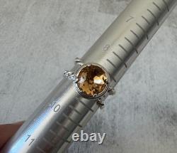 Sterling Silver 925 Twisted Ring W Round Cut Citrine Made in Israel Size 9
