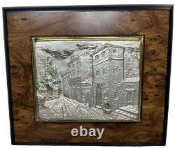Sterling Silver 925 Vintage Made in Italy Framed Engraved Landscape Collectible