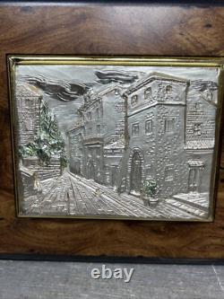Sterling Silver 925 Vintage Made in Italy Framed Engraved Landscape Collectible