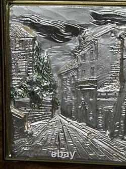 Sterling Silver 925 Vintage Made in Italy Framed Engraved Landscape Collectible