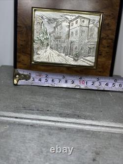 Sterling Silver 925 Vintage Made in Italy Framed Engraved Landscape Collectible