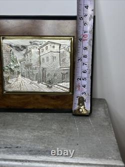 Sterling Silver 925 Vintage Made in Italy Framed Engraved Landscape Collectible