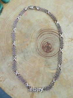 Sterling Silver. 925 X design Chain Necklace 16.5 made in Italy