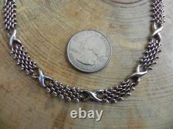 Sterling Silver. 925 X design Chain Necklace 16.5 made in Italy