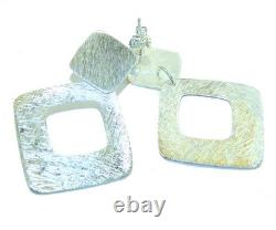 Sterling Silver Abstract Earrings Italy Made 925 Handcrafted Lightweight