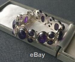 Sterling Silver Amethyst Bracelet 7 Solid 925 Heavy India Made