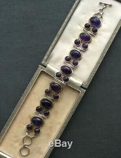 Sterling Silver Amethyst Bracelet 7 Solid 925 Heavy India Made