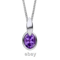 Sterling Silver Amethyst Pendant 925 Hallmarked British Made All Chain Lengths