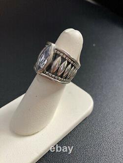 Sterling Silver And Cz Hand Made Unique Design Ring Size 5