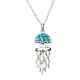 Sterling Silver Aqua Crystal Jellyfish Necklace Made in Ireland Gorgeous
