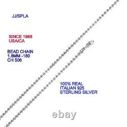 Sterling Silver Bead Chain 1.2 TO 6 MM Bead 16 To 30 Length made in italy